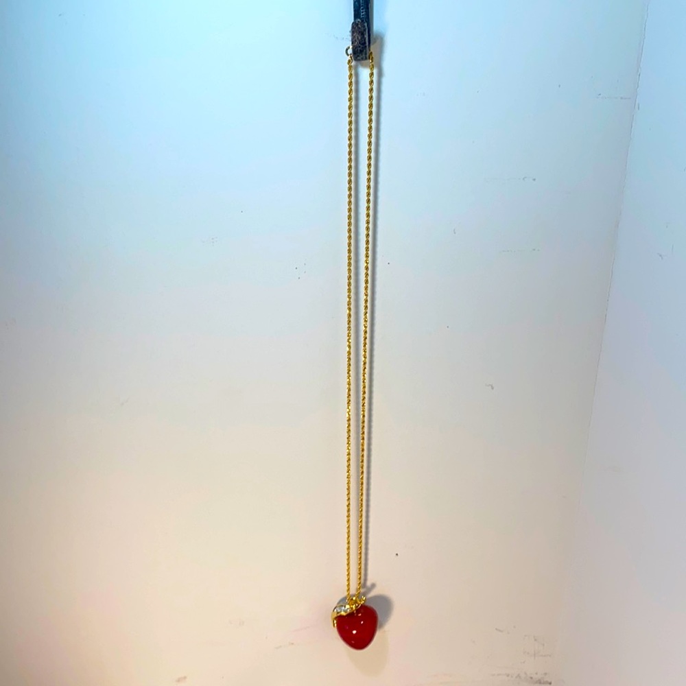 Vintage KJL Kenneth Jay Lane RED Apple necklace AND matching clip earrings - Picture 9 of 16